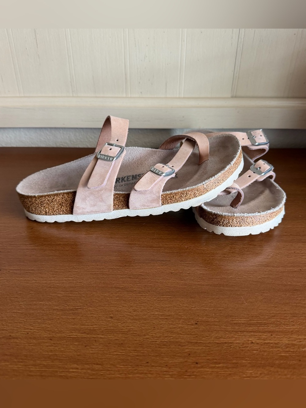 Birkenstock Mayari Women’s 36 Beige Toe Loop Slip On Sandals Buckle Bohemian